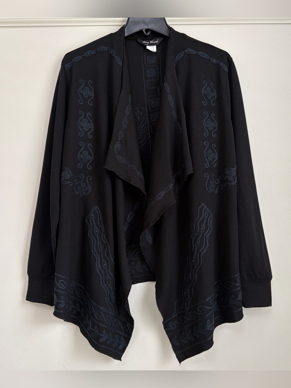 Young Threads Black Embroidered Kimono Shrug S NWT